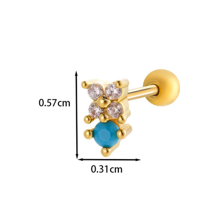 1 Piece Ear Cartilage Rings & Studs IG Style French Style Korean Style Water Droplets Flower Bee Copper Inlay Zircon