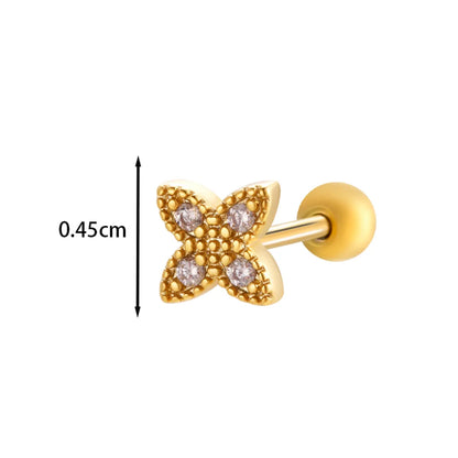 1 Piece Ear Cartilage Rings & Studs IG Style French Style Korean Style Water Droplets Flower Bee Copper Inlay Zircon