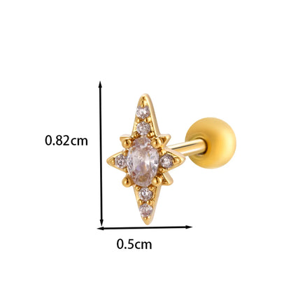 1 Piece Ear Cartilage Rings & Studs IG Style French Style Korean Style Water Droplets Flower Bee Copper Inlay Zircon