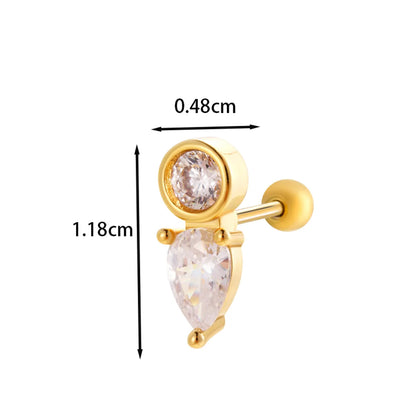 1 Piece Ear Cartilage Rings & Studs IG Style French Style Korean Style Water Droplets Flower Bee Copper Inlay Zircon