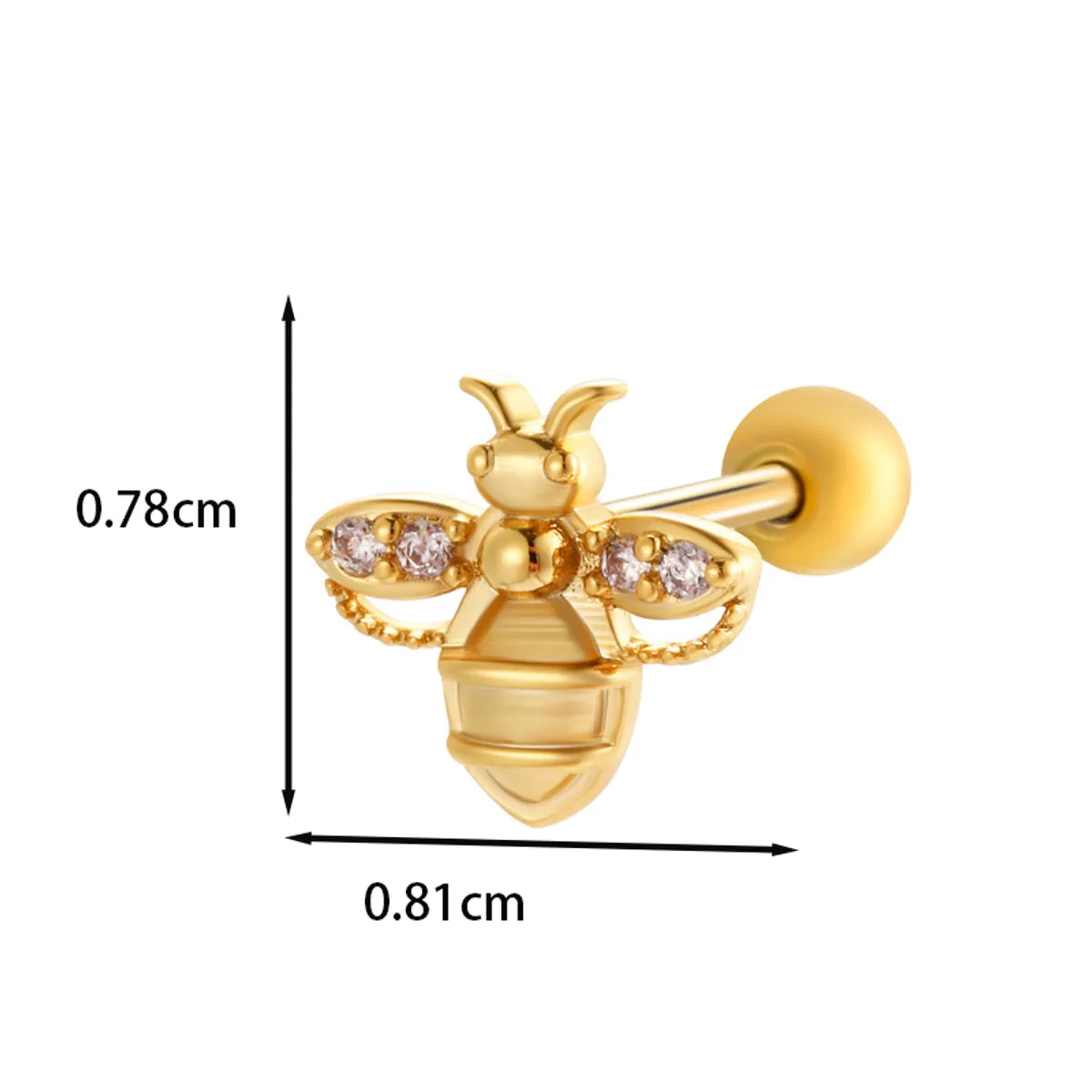 1 Piece Ear Cartilage Rings & Studs IG Style French Style Korean Style Water Droplets Flower Bee Copper Inlay Zircon