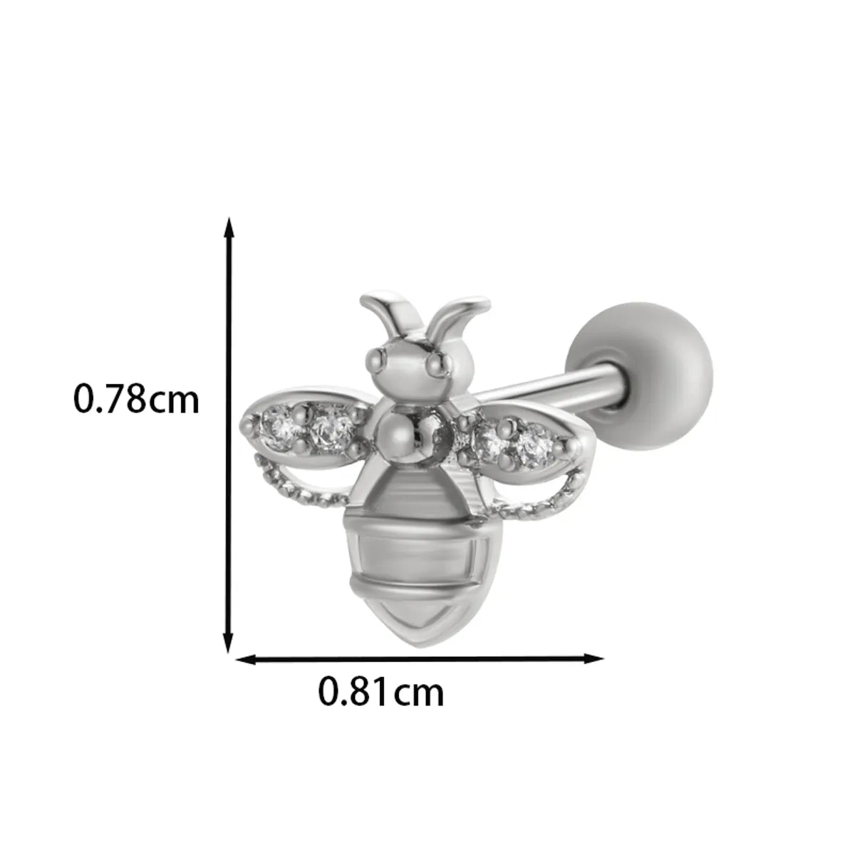 1 Piece Ear Cartilage Rings & Studs IG Style French Style Korean Style Water Droplets Flower Bee Copper Inlay Zircon