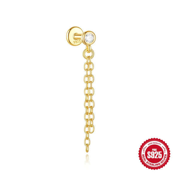 1 Piece Ear Cartilage Rings & Studs IG Style Geometric Flower Bow Knot 925 Sterling Silver Plating Inlay Zircon Ear Cartilage Rings & Studs