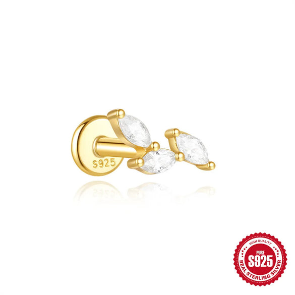 1 Piece Ear Cartilage Rings & Studs IG Style Geometric Flower Bow Knot 925 Sterling Silver Plating Inlay Zircon Ear Cartilage Rings & Studs