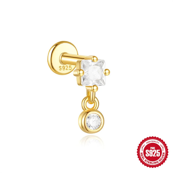 1 Piece Ear Cartilage Rings & Studs IG Style Geometric Flower Bow Knot 925 Sterling Silver Plating Inlay Zircon Ear Cartilage Rings & Studs