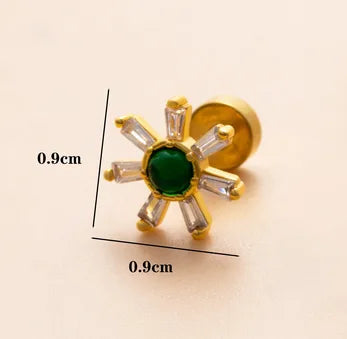 1 Piece Ear Cartilage Rings & Studs IG Style Modern Style Classic Style Geometric Flower Copper Polishing Plating Inlay Diamond 18K Gold Plated Ear Cartilage Rings & Studs