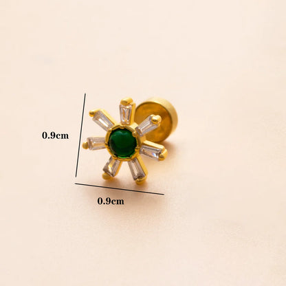 1 Piece Ear Cartilage Rings & Studs IG Style Modern Style Classic Style Geometric Flower Copper Polishing Plating Inlay Diamond 18K Gold Plated Ear Cartilage Rings & Studs