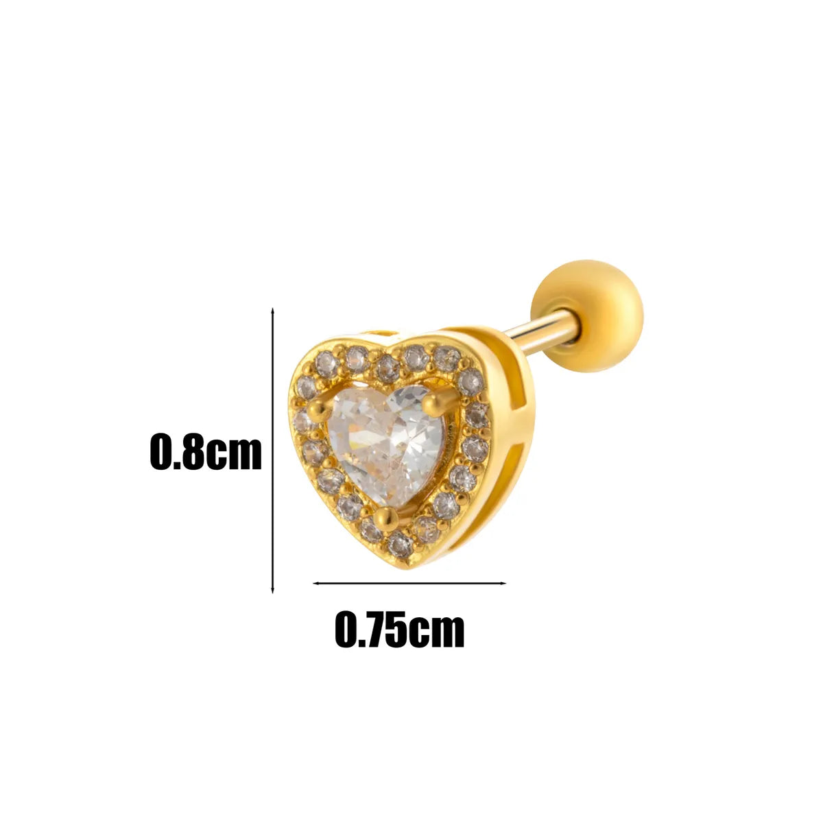 1 Piece Ear Cartilage Rings & Studs IG Style Simple Style Korean Style Heart Shape Butterfly Bow Knot Copper Inlay Zircon