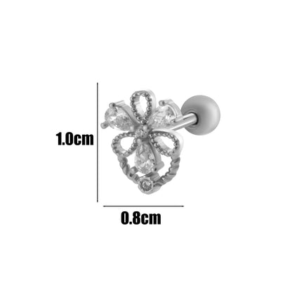 1 Piece Ear Cartilage Rings & Studs IG Style Simple Style Korean Style Heart Shape Butterfly Bow Knot Copper Inlay Zircon