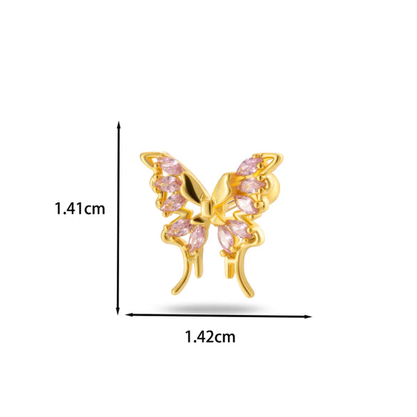 1 Piece Ear Cartilage Rings & Studs IG Style Vintage Style Simple Style Heart Shape Flower Butterfly 316 Stainless Steel  Copper Inlay Zircon Ear Cartilage Rings & Studs