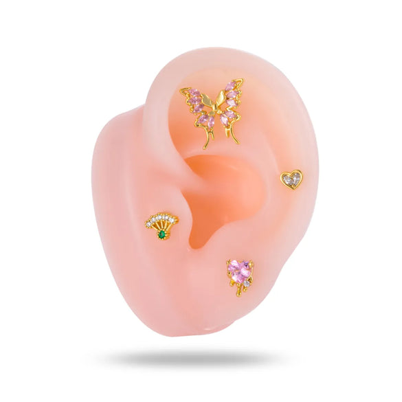 1 Piece Ear Cartilage Rings & Studs IG Style Vintage Style Simple Style Heart Shape Flower Butterfly 316 Stainless Steel  Copper Inlay Zircon Ear Cartilage Rings & Studs