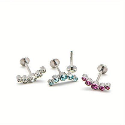 1 Piece Ear Cartilage Rings & Studs IG Style Y2K Cool Style Round Dots 304 Stainless Steel Inlay Rhinestones Ear Cartilage Rings & Studs