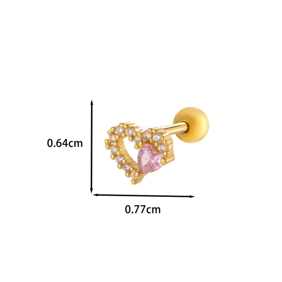 1 Piece Ear Cartilage Rings & Studs Princess Cute Sweet Heart Shape Butterfly Bow Knot 316 Stainless Steel  Copper Inlay Zircon Ear Cartilage Rings & Studs