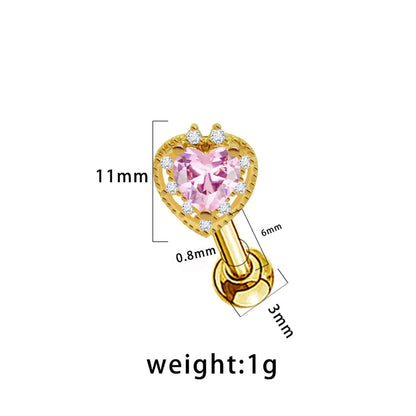 1 Piece Ear Cartilage Rings & Studs Sexy Heart Shape Floral Butterfly Glass Titanium Steel Copper Inlay Rhinestones Zircon White Gold Plated Gold Plated