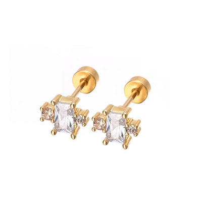 1 Piece Ear Cartilage Rings & Studs Simple Style Classic Style Heart Shape 316 Stainless Steel  Copper Polishing Inlay Diamond 18K Gold Plated Ear Cartilage Rings & Studs