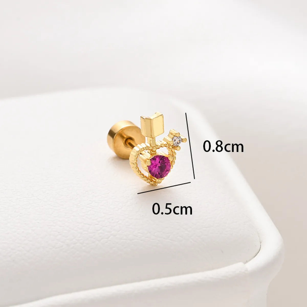 1 Piece Ear Cartilage Rings & Studs Simple Style Classic Style Heart Shape 316 Stainless Steel  Copper Polishing Inlay Diamond 18K Gold Plated Ear Cartilage Rings & Studs