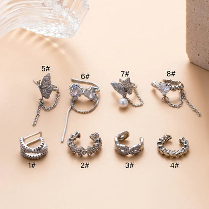 1 Piece Ear Cartilage Rings & Studs Simple Style Classic Style Heart Shape Butterfly Bow Knot Copper Inlay Zircon Ear Cartilage Rings & Studs