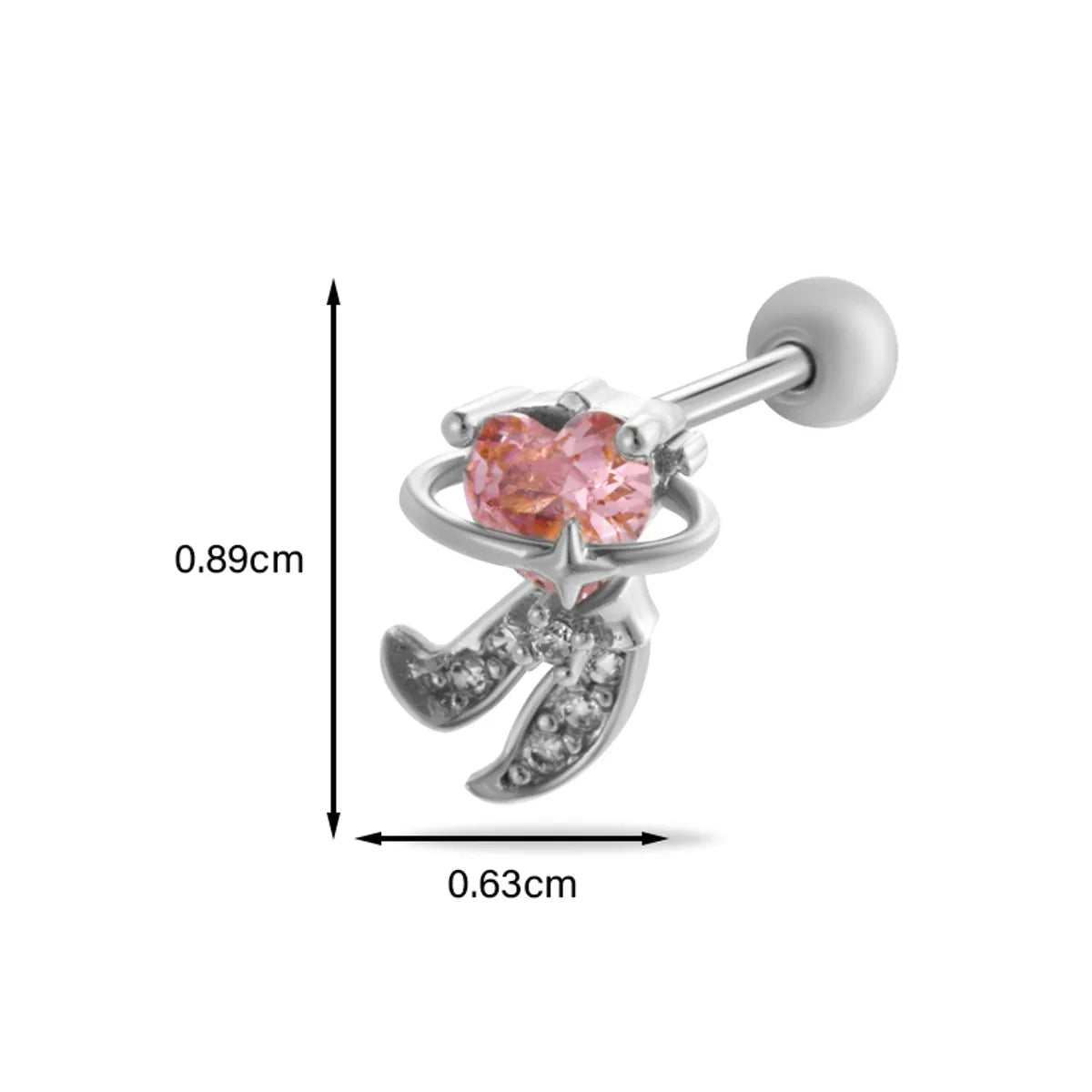 1 Piece Ear Cartilage Rings & Studs Simple Style Classic Style Heart Shape Butterfly Copper Inlay Zircon Ear Cartilage Rings & Studs