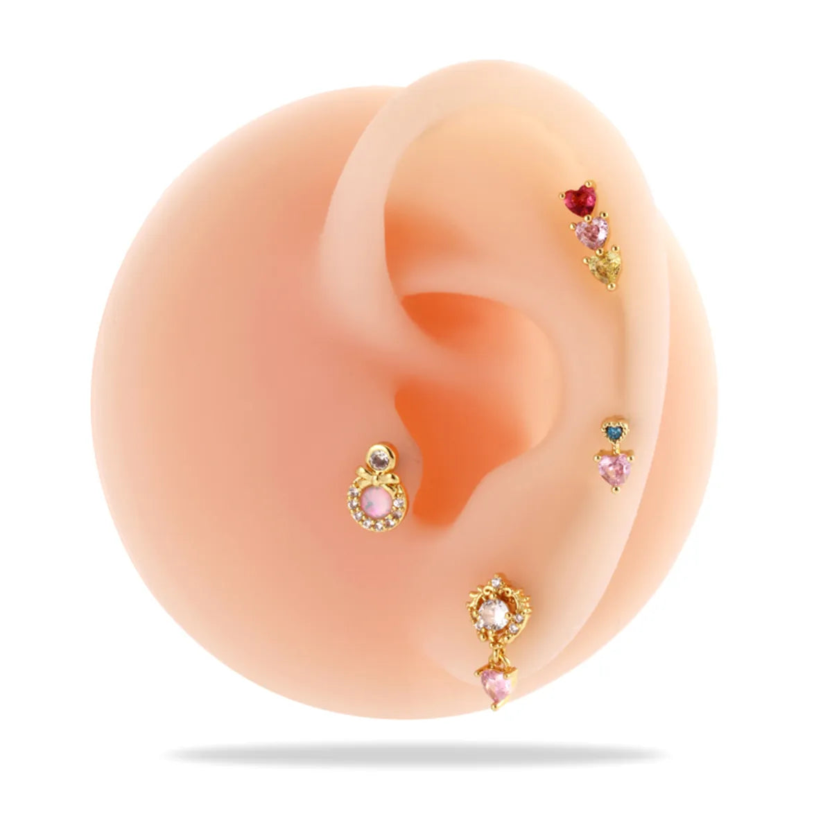 1 Piece Ear Cartilage Rings & Studs Simple Style Classic Style Heart Shape Butterfly Copper Inlay Zircon Ear Cartilage Rings & Studs