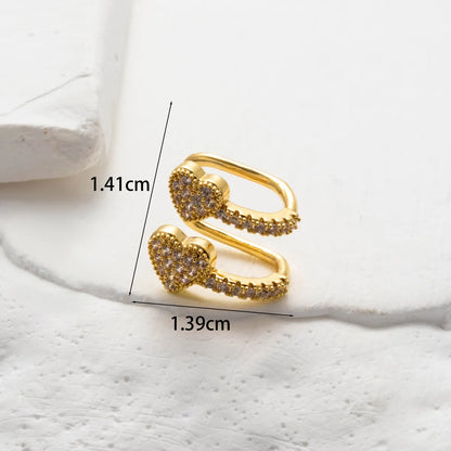 1 Piece Ear Cartilage Rings & Studs Simple Style Classic Style Heart Shape Pearl Flower Copper Inlay Zircon Ear Cartilage Rings & Studs