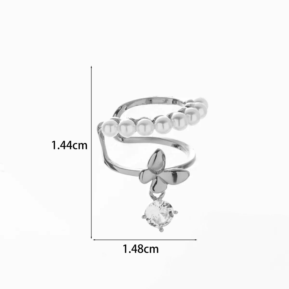 1 Piece Ear Cartilage Rings & Studs Simple Style Classic Style Pearl Flower Butterfly Copper Inlay Zircon Ear Cartilage Rings & Studs