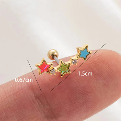 1 Piece Ear Cartilage Rings & Studs Simple Style Classic Style Star Copper Inlay Acrylic Ear Cartilage Rings & Studs