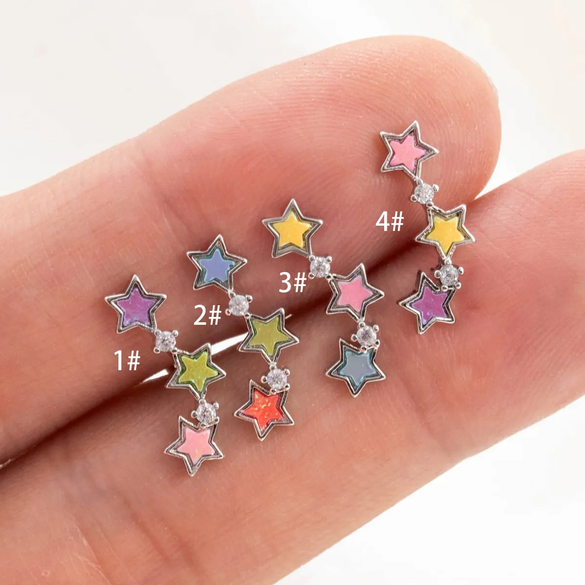 1 Piece Ear Cartilage Rings & Studs Simple Style Classic Style Star Copper Inlay Acrylic Ear Cartilage Rings & Studs