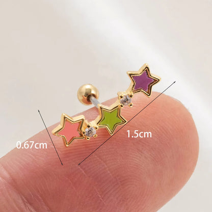 1 Piece Ear Cartilage Rings & Studs Simple Style Classic Style Star Copper Inlay Acrylic Ear Cartilage Rings & Studs