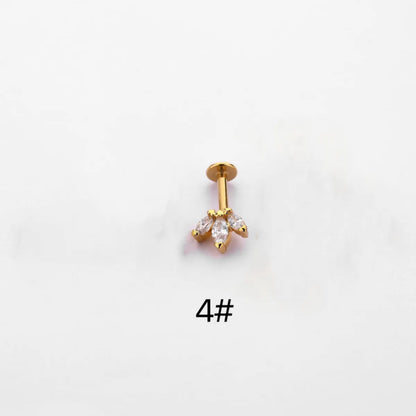 1 Piece Ear Cartilage Rings & Studs Simple Style Crown Butterfly 316L Stainless Steel  Flowers Butterfly Zircon Lip Rings Ear Cartilage Rings & Studs