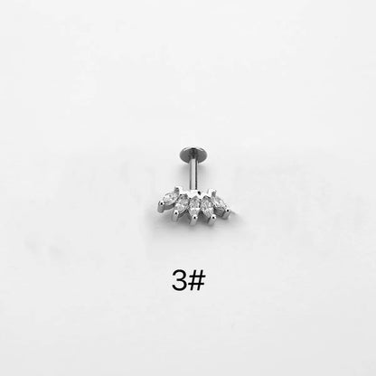 1 Piece Ear Cartilage Rings & Studs Simple Style Crown Butterfly 316L Stainless Steel  Flowers Butterfly Zircon Lip Rings Ear Cartilage Rings & Studs