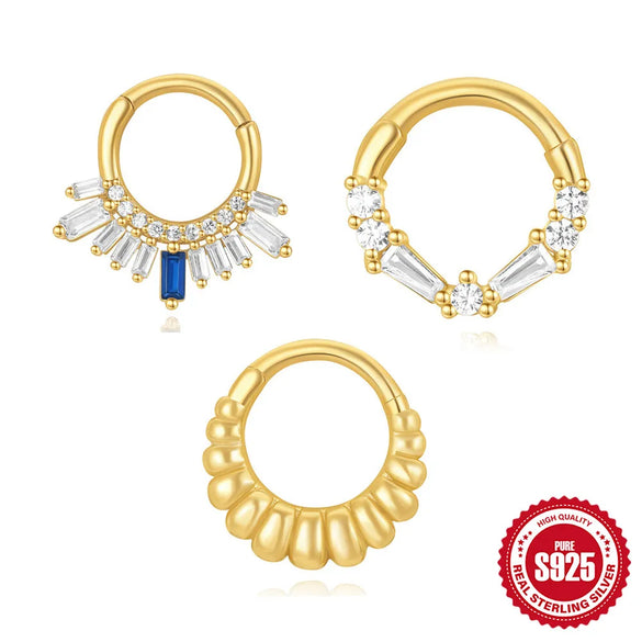 1 Piece Ear Cartilage Rings & Studs Simple Style Geometric 925 Sterling Silver Plating Ear Cartilage Rings & Studs