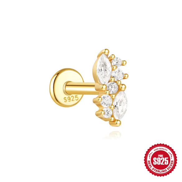 1 Piece Ear Cartilage Rings & Studs Simple Style Geometric 925 Sterling Silver Zircon Ear Cartilage Rings & Studs