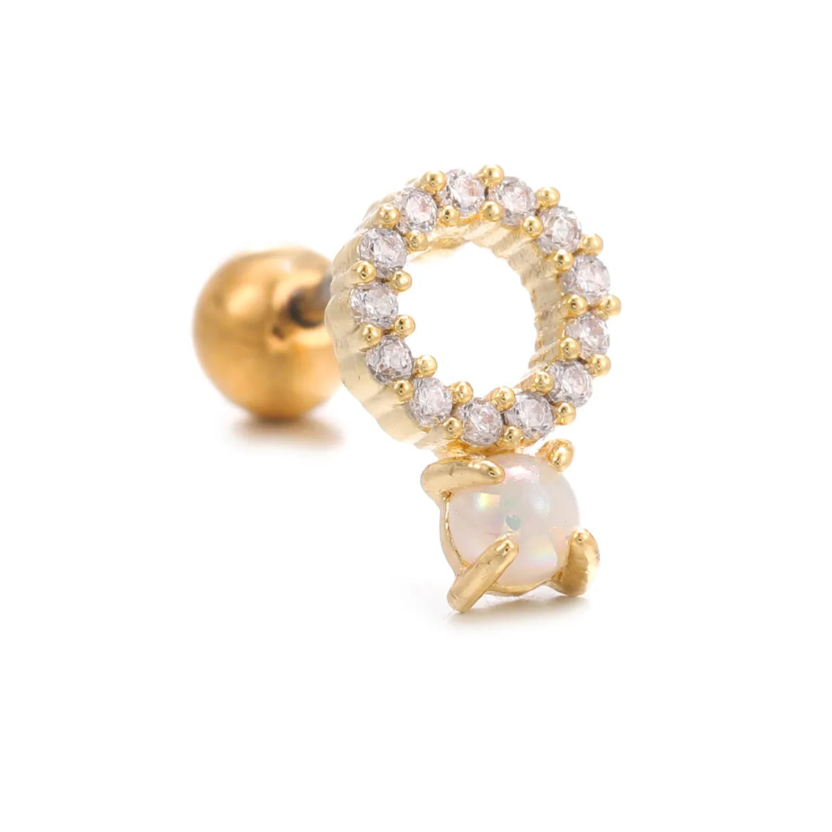 1 Piece Ear Cartilage Rings & Studs Simple Style Geometric Brass Plating Inlay Zircon Ear Cartilage Rings & Studs