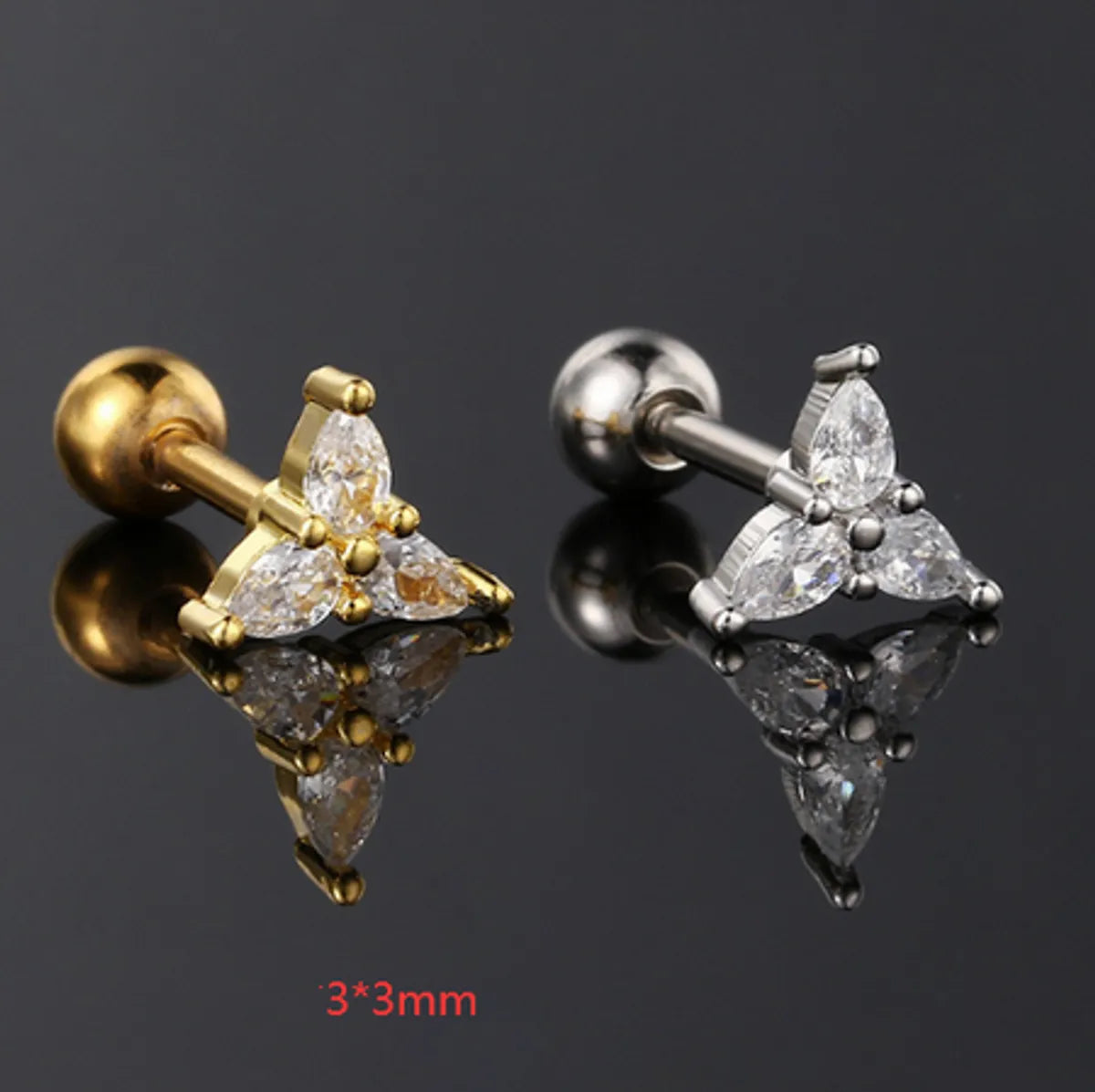 1 Piece Ear Cartilage Rings & Studs Simple Style IG Style Geometric Artificial Crystal Copper Inlay Zircon Ear Cartilage Rings & Studs