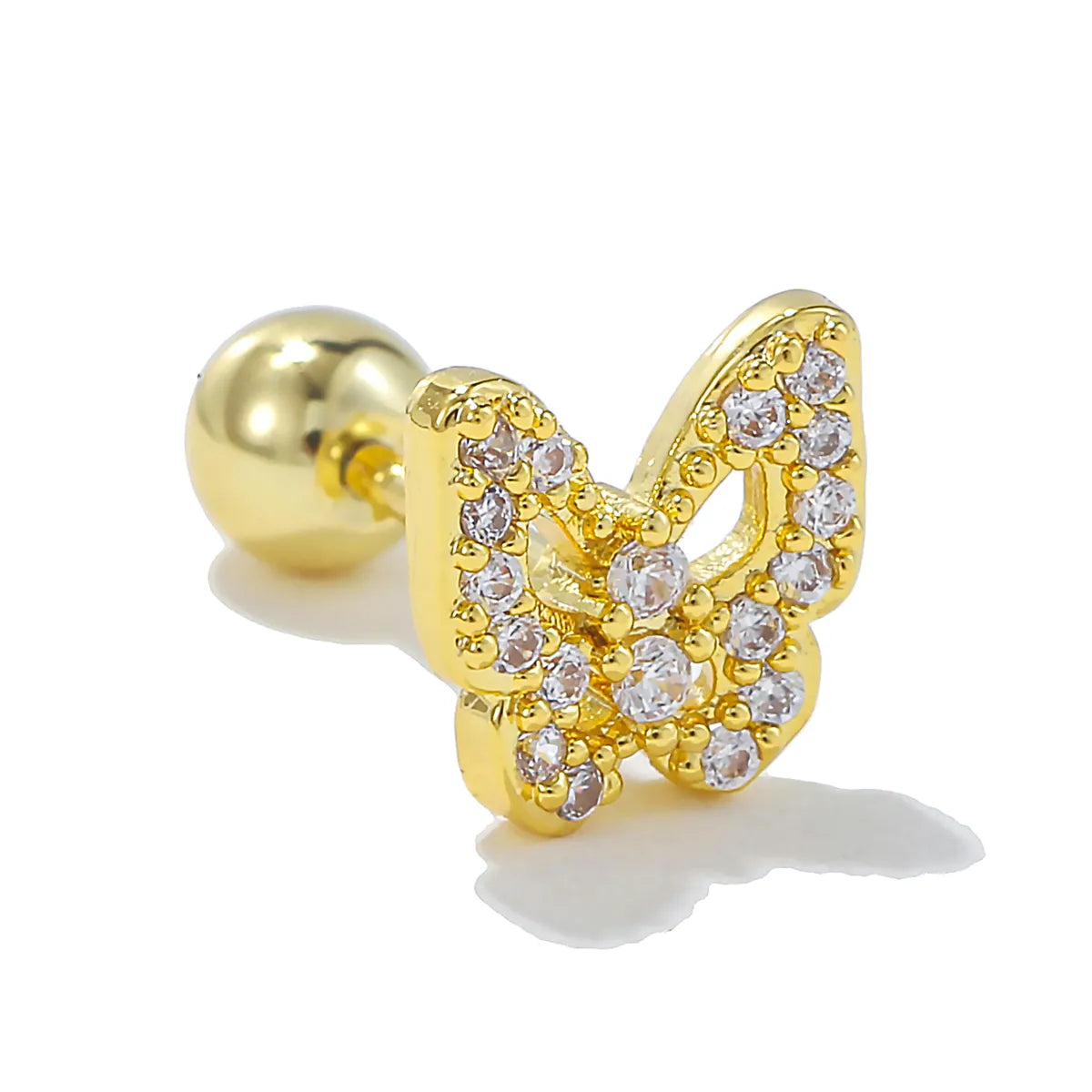 1 Piece Ear Cartilage Rings & Studs Simple Style Solid Color Brass Plating Inlay Zircon Ear Cartilage Rings & Studs