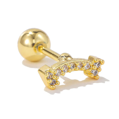 1 Piece Ear Cartilage Rings & Studs Simple Style Solid Color Brass Plating Inlay Zircon Ear Cartilage Rings & Studs