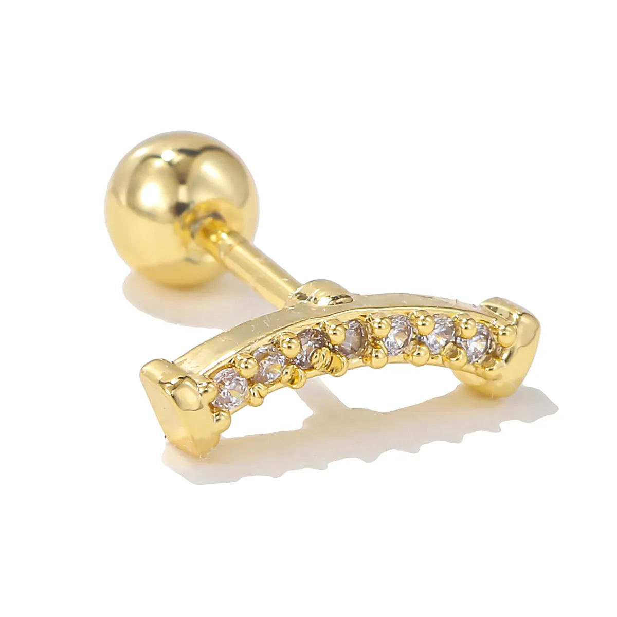 1 Piece Ear Cartilage Rings & Studs Simple Style Solid Color Brass Plating Inlay Zircon Ear Cartilage Rings & Studs