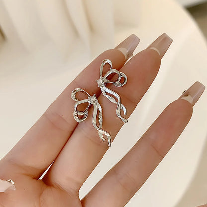 1 Piece Elegant Bow Knot Alloy White Gold Plated Ear Studs