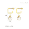 1 Piece Elegant C Shape Flower Bow Knot Inlay 304 Stainless Steel Rhinestones Pearl 18K Gold Plated Drop Earrings