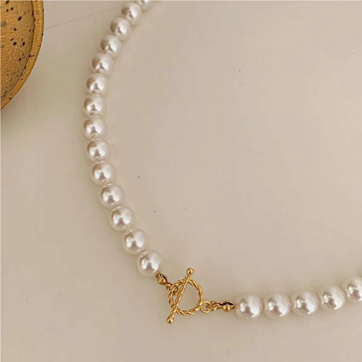 1 Piece Elegant Circle Artificial Pearl Sterling Silver Beaded Plating Women'S Necklace