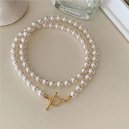 1 Piece Elegant Circle Artificial Pearl Sterling Silver Beaded Plating Women'S Necklace