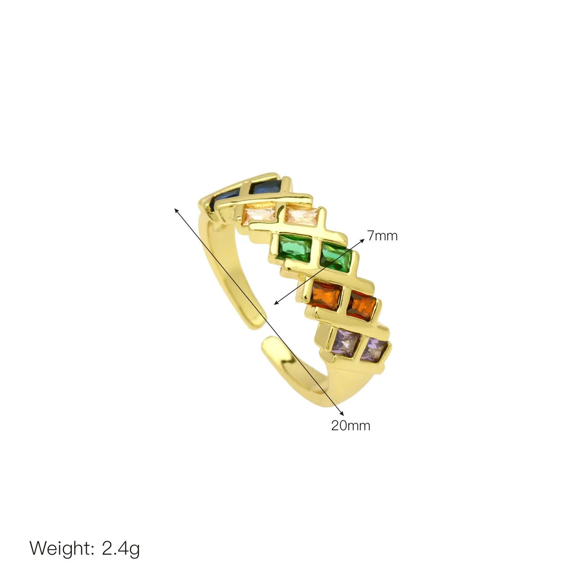 1 Piece Elegant Color Block Copper Open Rings