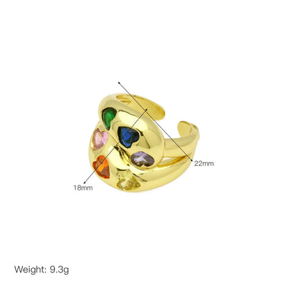 1 Piece Elegant Color Block Copper Open Rings