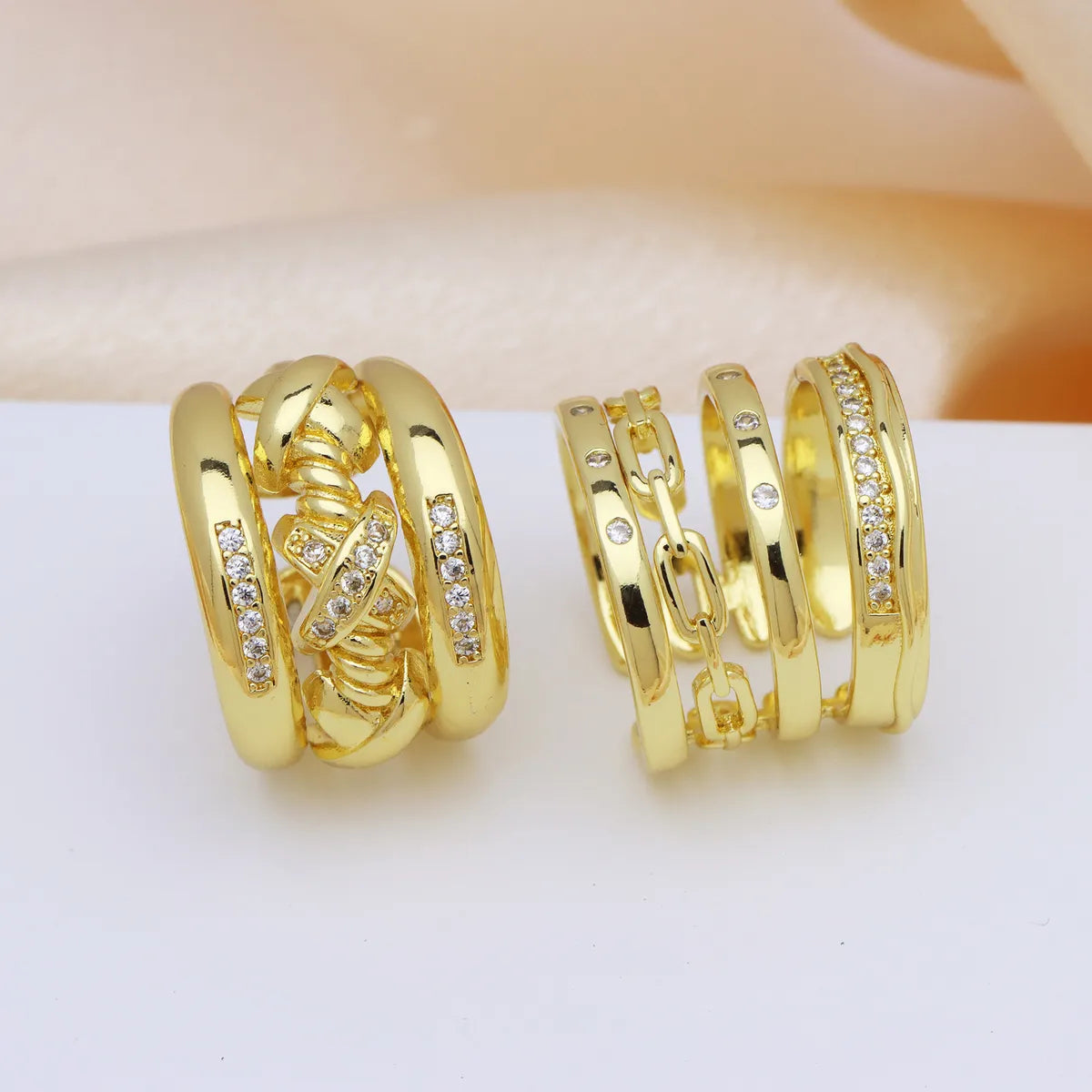 1 Piece Elegant Geometric Heart Shape Solid Color Copper Open Rings