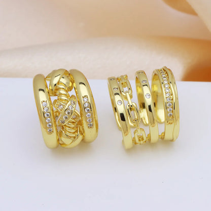 1 Piece Elegant Geometric Heart Shape Solid Color Copper Open Rings