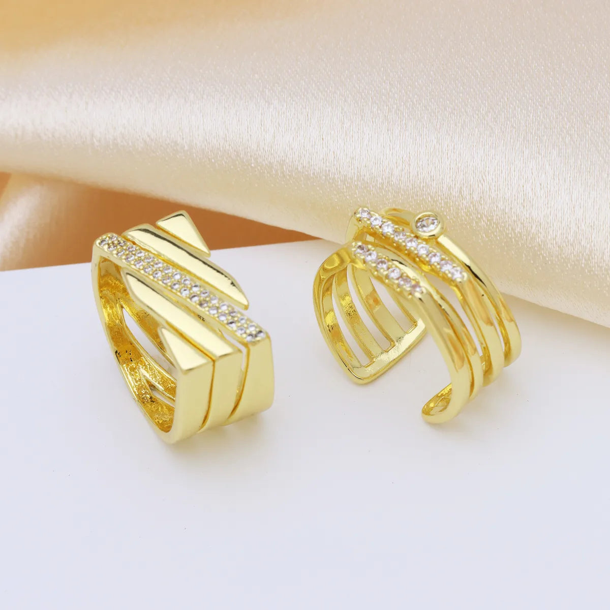 1 Piece Elegant Geometric Solid Color Copper Open Rings