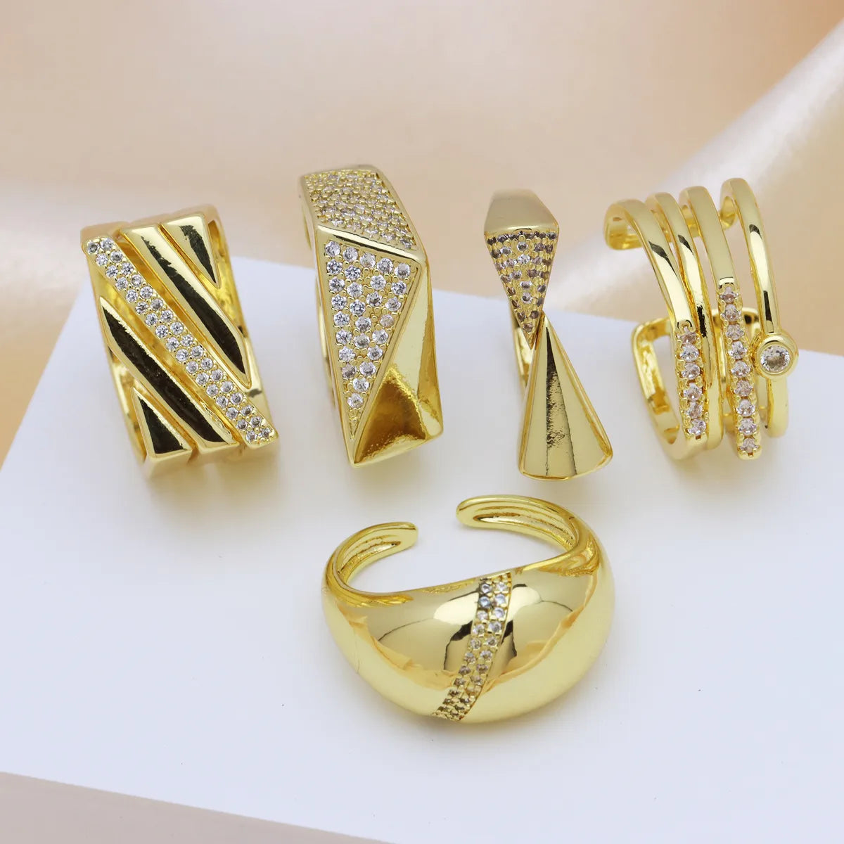 1 Piece Elegant Geometric Solid Color Copper Open Rings