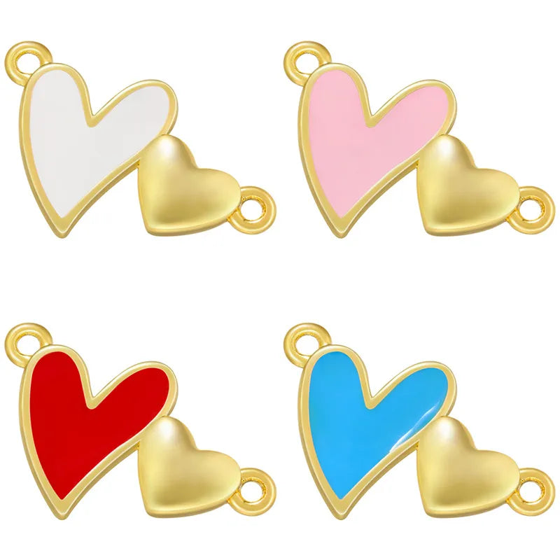 1 Piece Elegant Heart Shape Copper Enamel Plating Jewelry Accessories