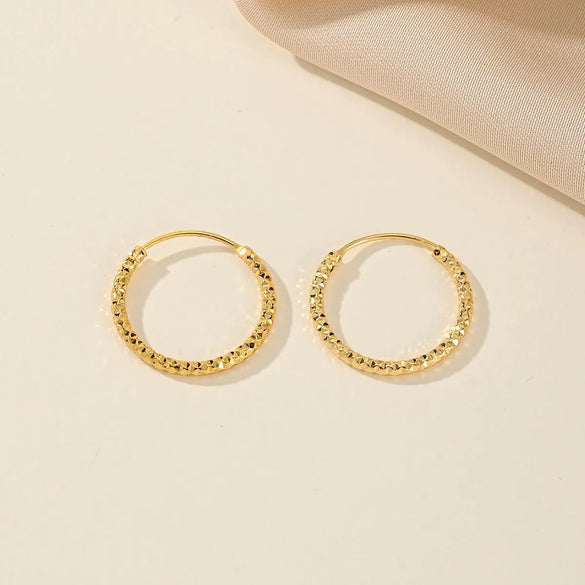 1 Piece Elegant Lady Bridal Round Copper Gold Plated Hoop Earrings