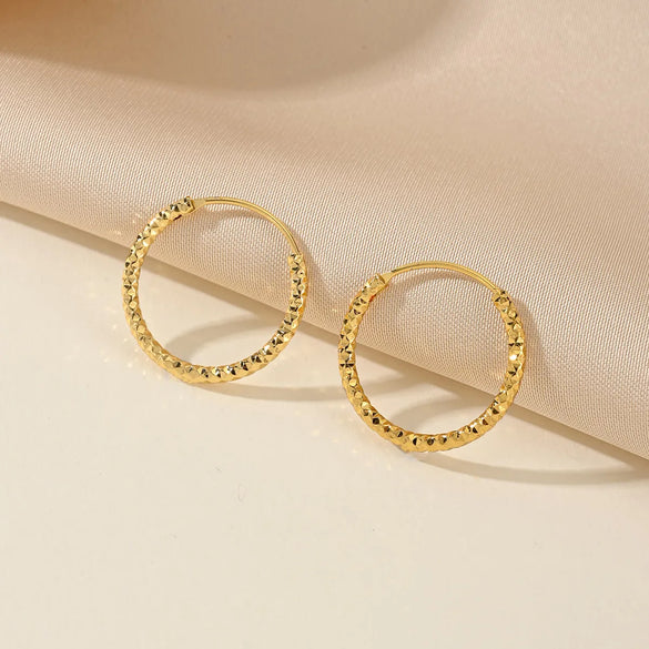 1 Piece Elegant Lady Bridal Round Copper Gold Plated Hoop Earrings
